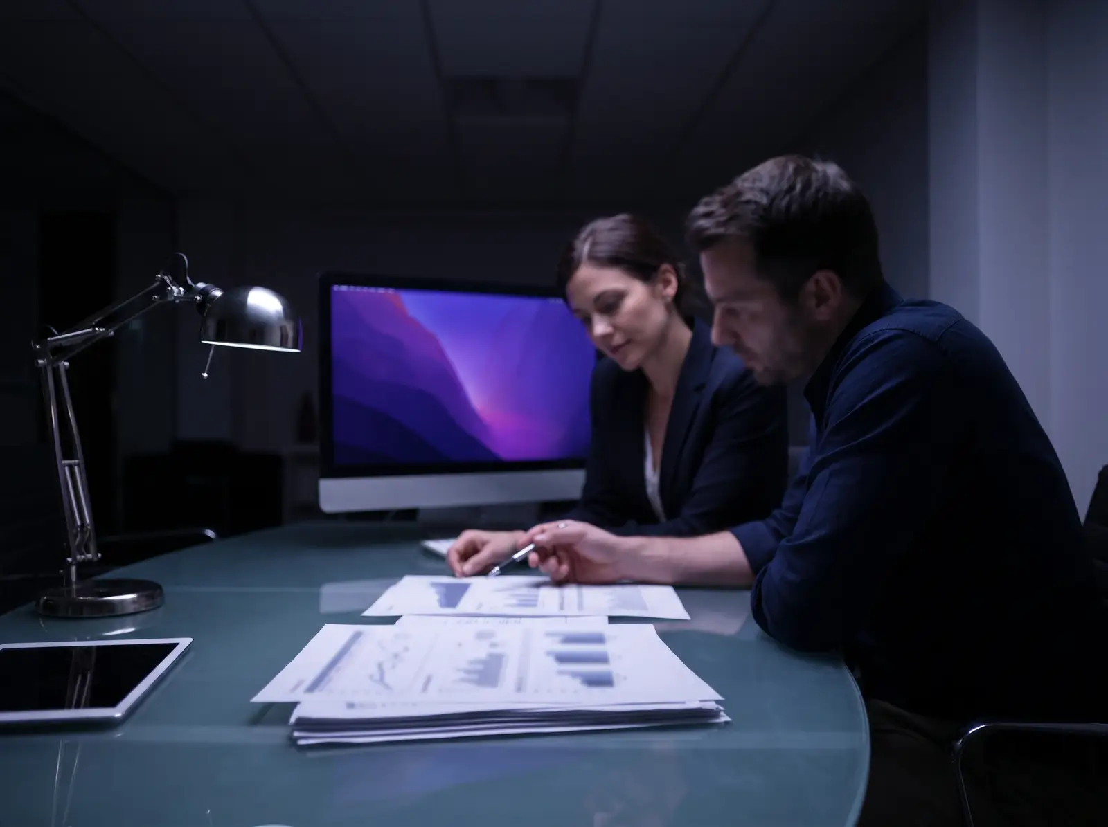 Two clinicians reviewing quality results together at a table